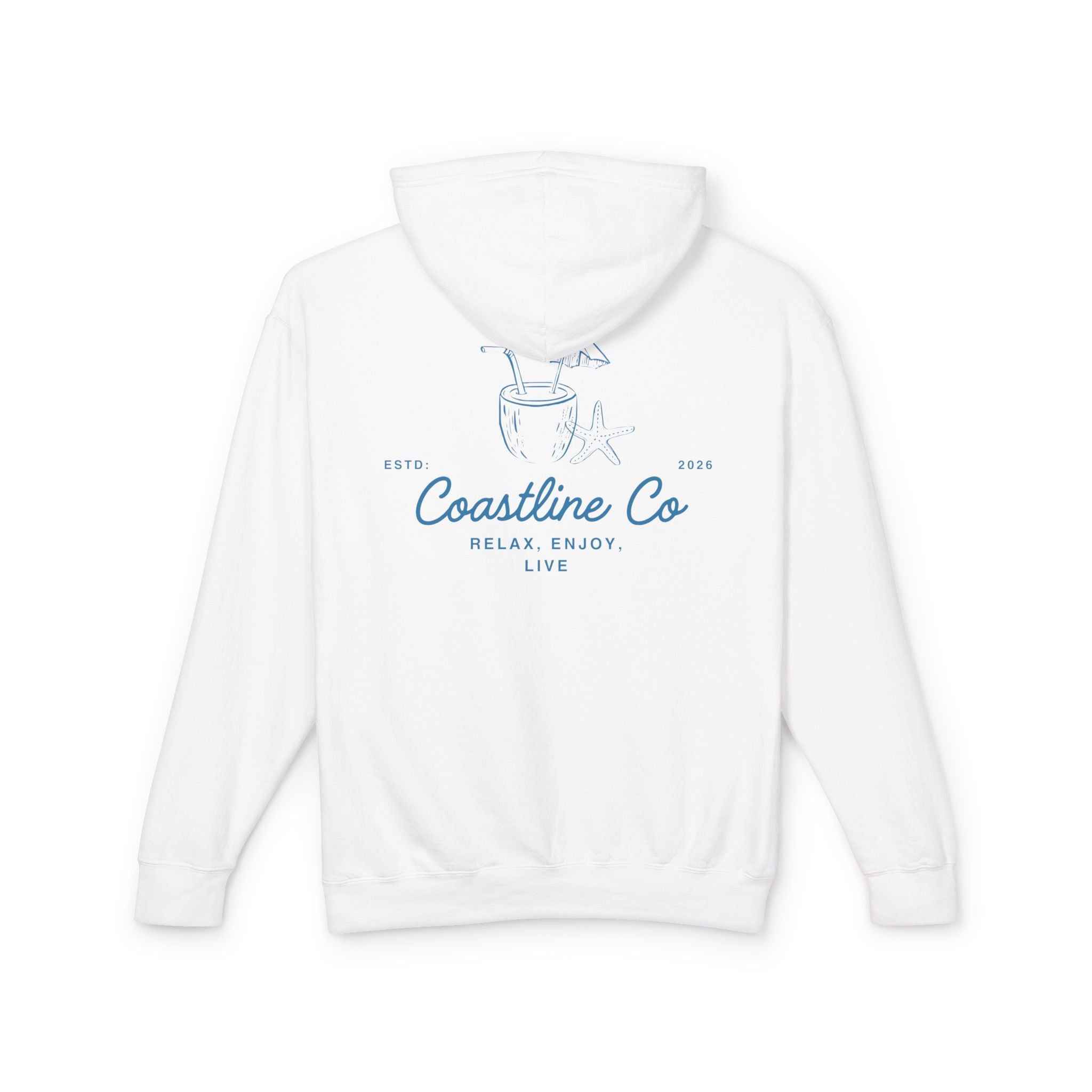 Coastline Co. Relax & Enjoy Lightweight Hoodie — Beach Graphic Pullover