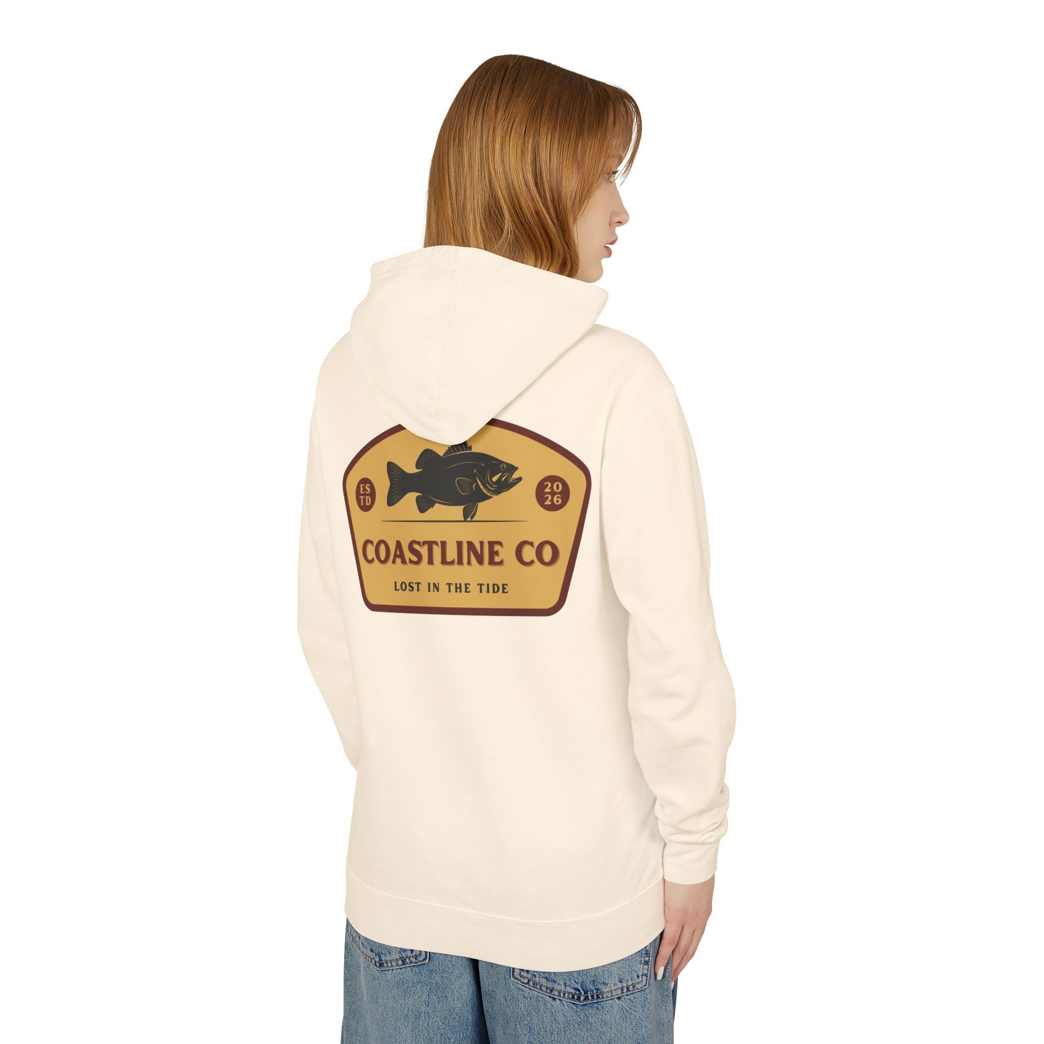 Coastline Co. Fish Logo Hoodie — Lightweight Coastal Pullover