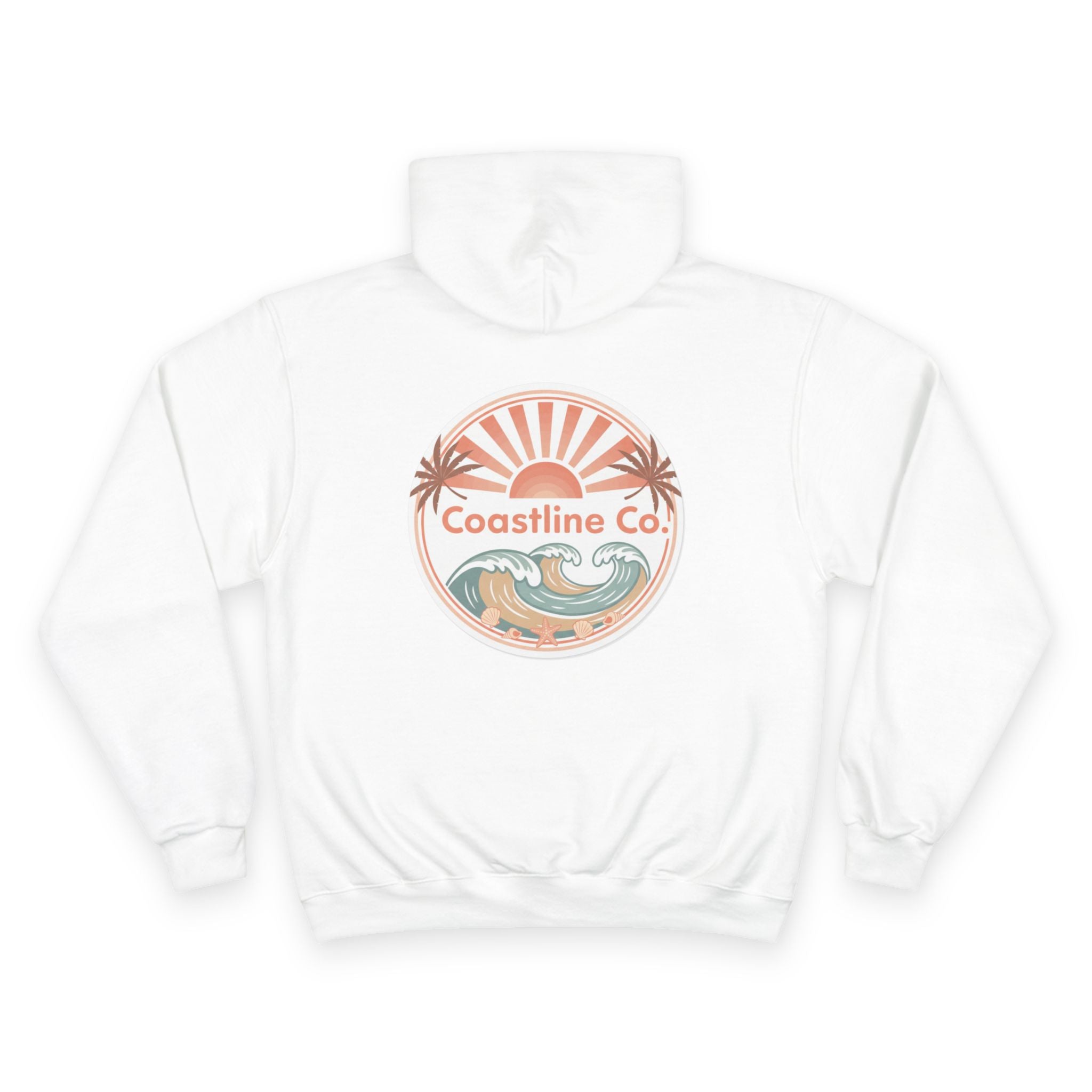 Coastline Co. Sunset Wave Hoodie — Beachy Surf Logo Pullover