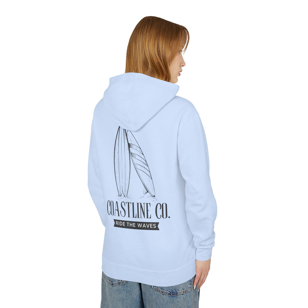 Coastline Co. Surf Hoodie — "Ride The Waves" Lightweight Hooded Sweatshirt