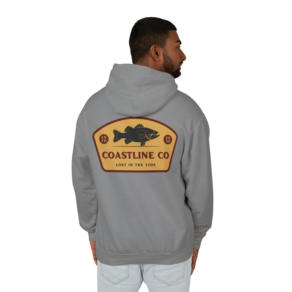 Coastline Co. Fish Logo Hoodie — Lightweight Coastal Pullover
