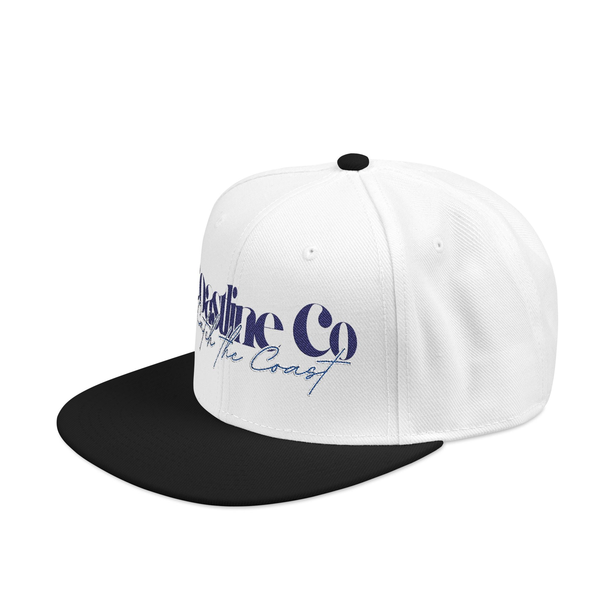 Embroidered Script Snapback Hat — Blue Silver Signature Cap