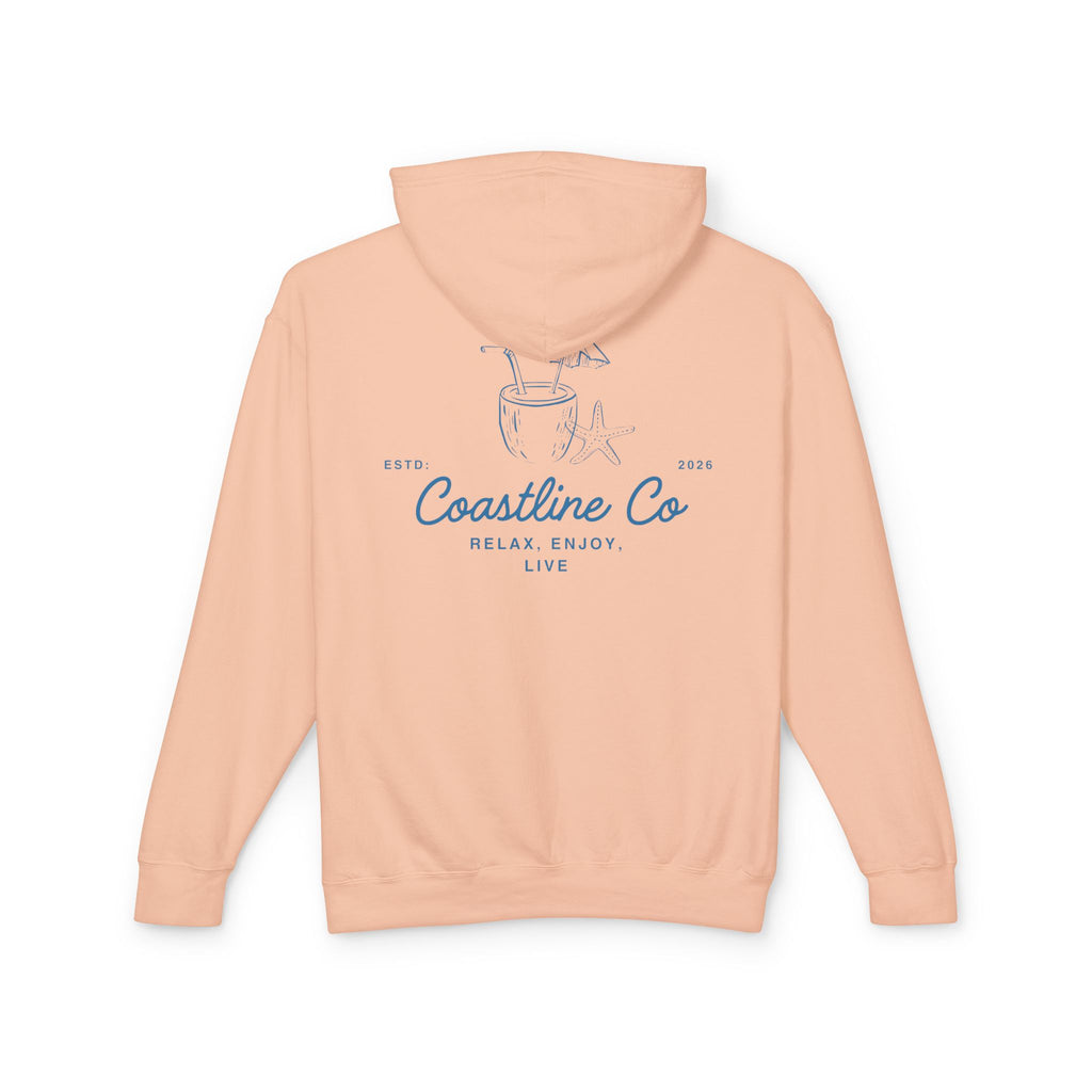 Coastline Co. Relax & Enjoy Lightweight Hoodie — Beach Graphic Pullover
