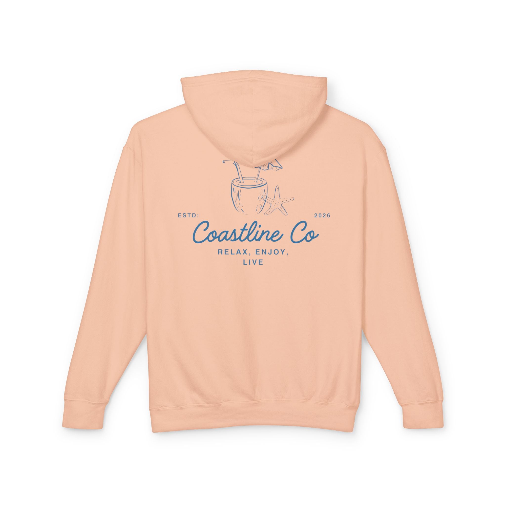 Coastline Co. Relax & Enjoy Lightweight Hoodie — Beach Graphic Pullover