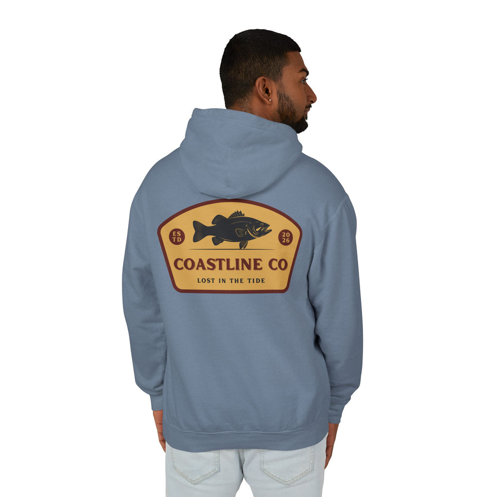 Coastline Co. Fish Logo Hoodie — Lightweight Coastal Pullover