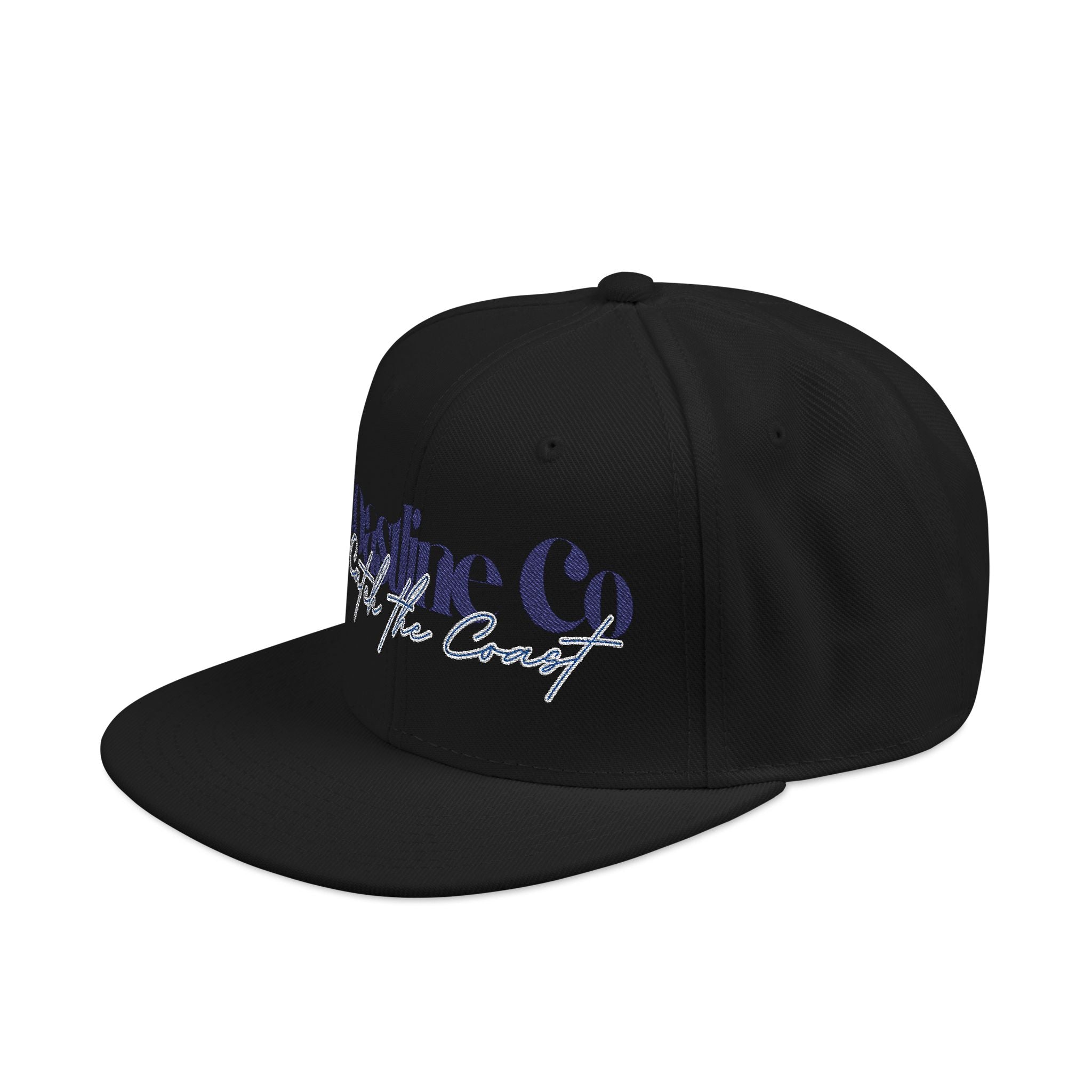 Embroidered Script Snapback Hat — Blue Silver Signature Cap