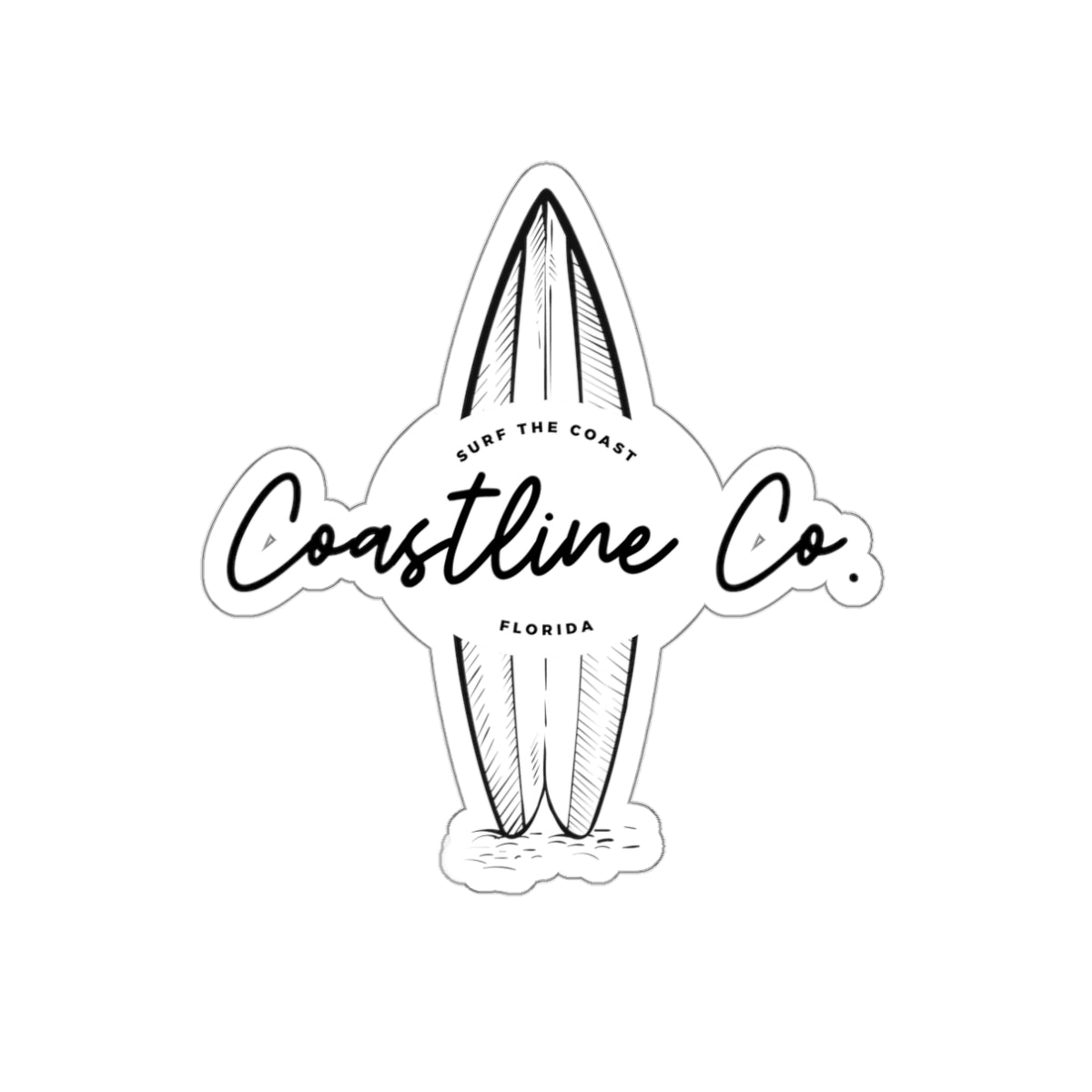 Coastline Co. Surfboard Die-Cut Sticker — Beachy Surf Logo Sticker