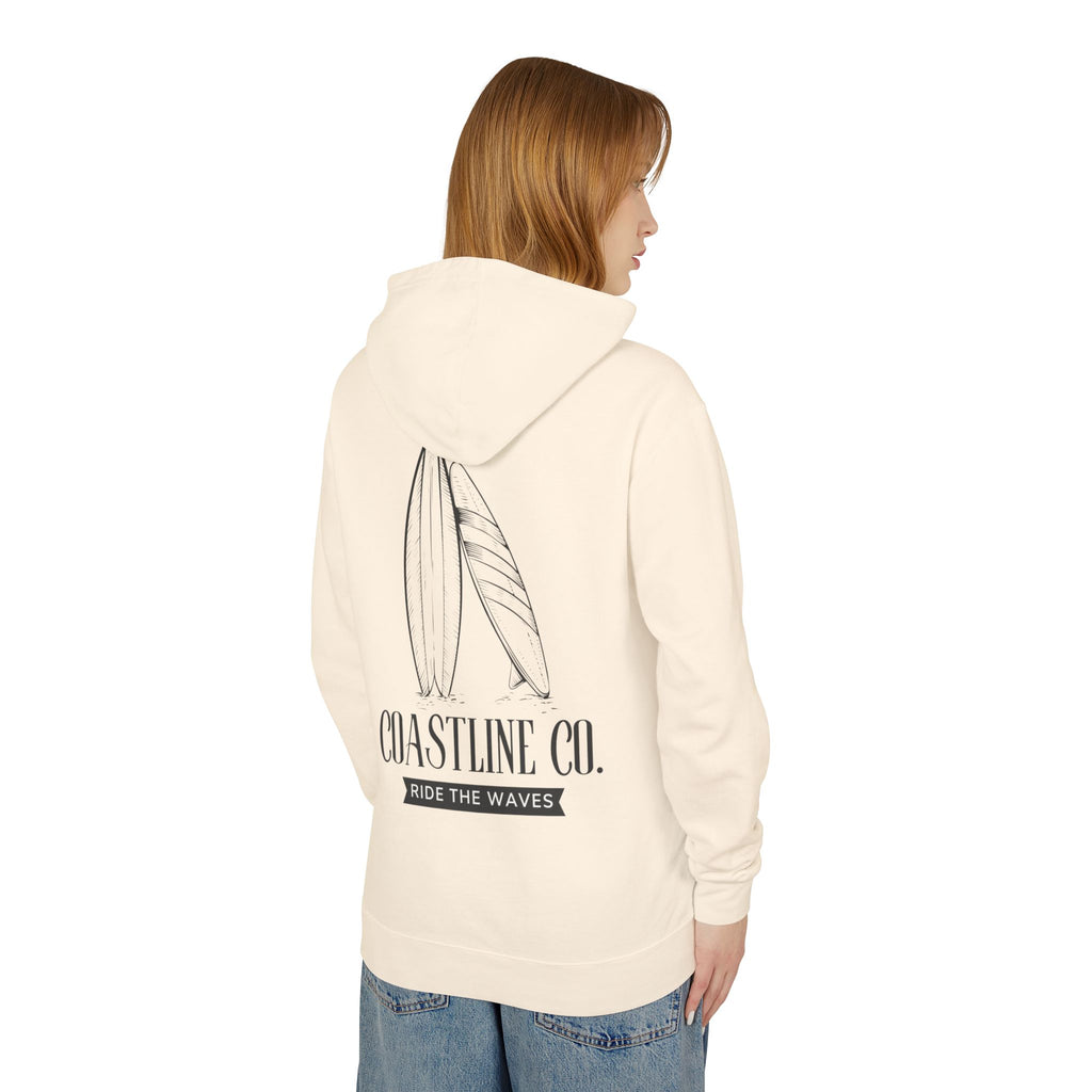 Coastline Co. Surf Hoodie — "Ride The Waves" Lightweight Hooded Sweatshirt
