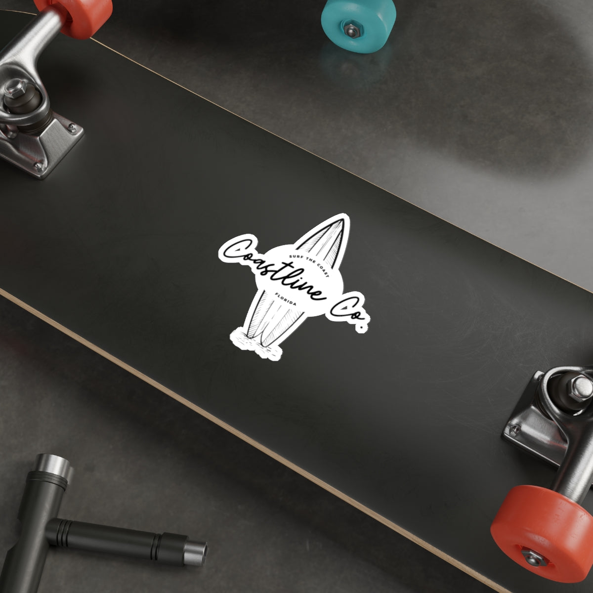 Coastline Co. Surfboard Die-Cut Sticker — Beachy Surf Logo Sticker
