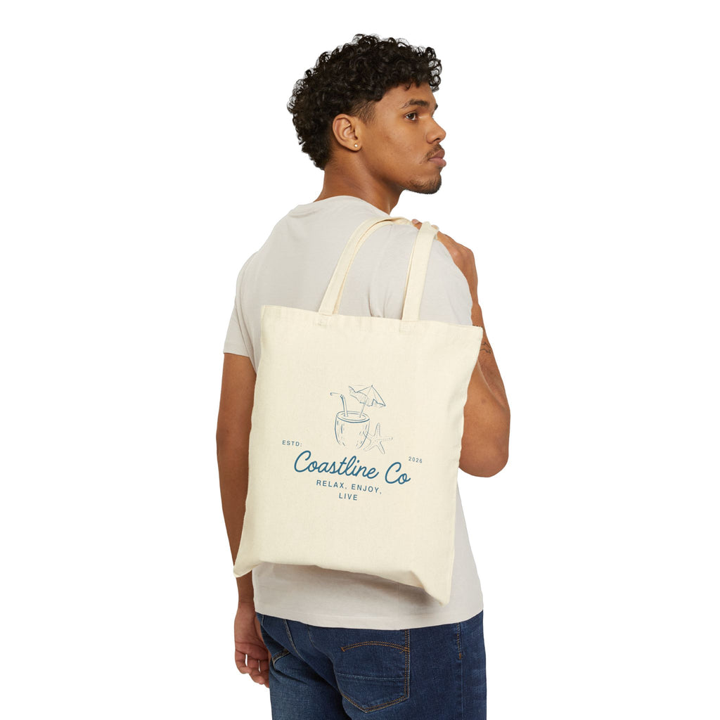 Coastline Co Canvas Tote Bag — Relax, Enjoy Beach Market Tote
