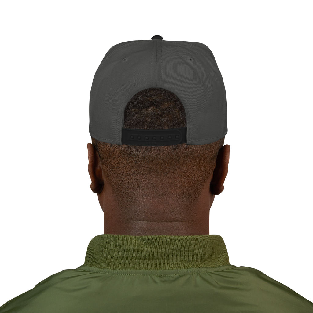 Embroidered Script Snapback Hat — Blue Silver Signature Cap