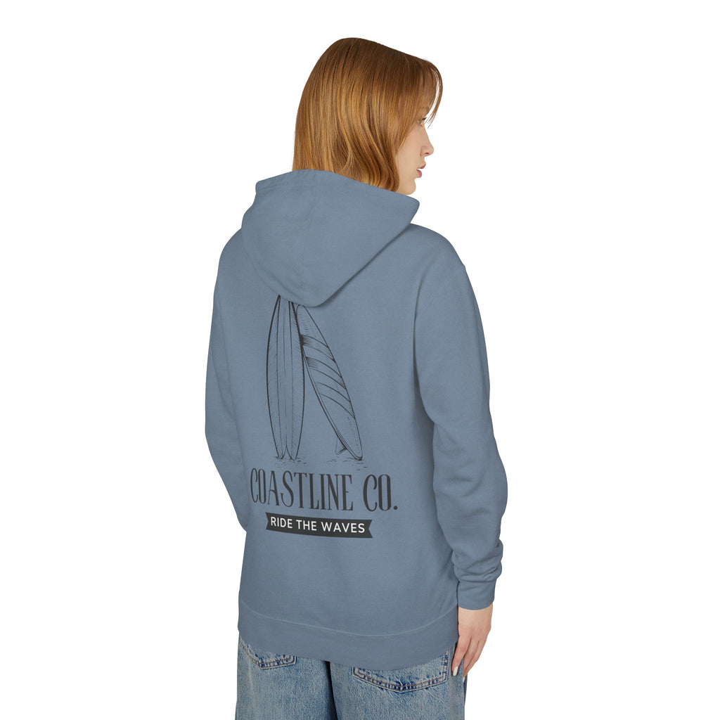 Coastline Co. Surf Hoodie — "Ride The Waves" Lightweight Hooded Sweatshirt