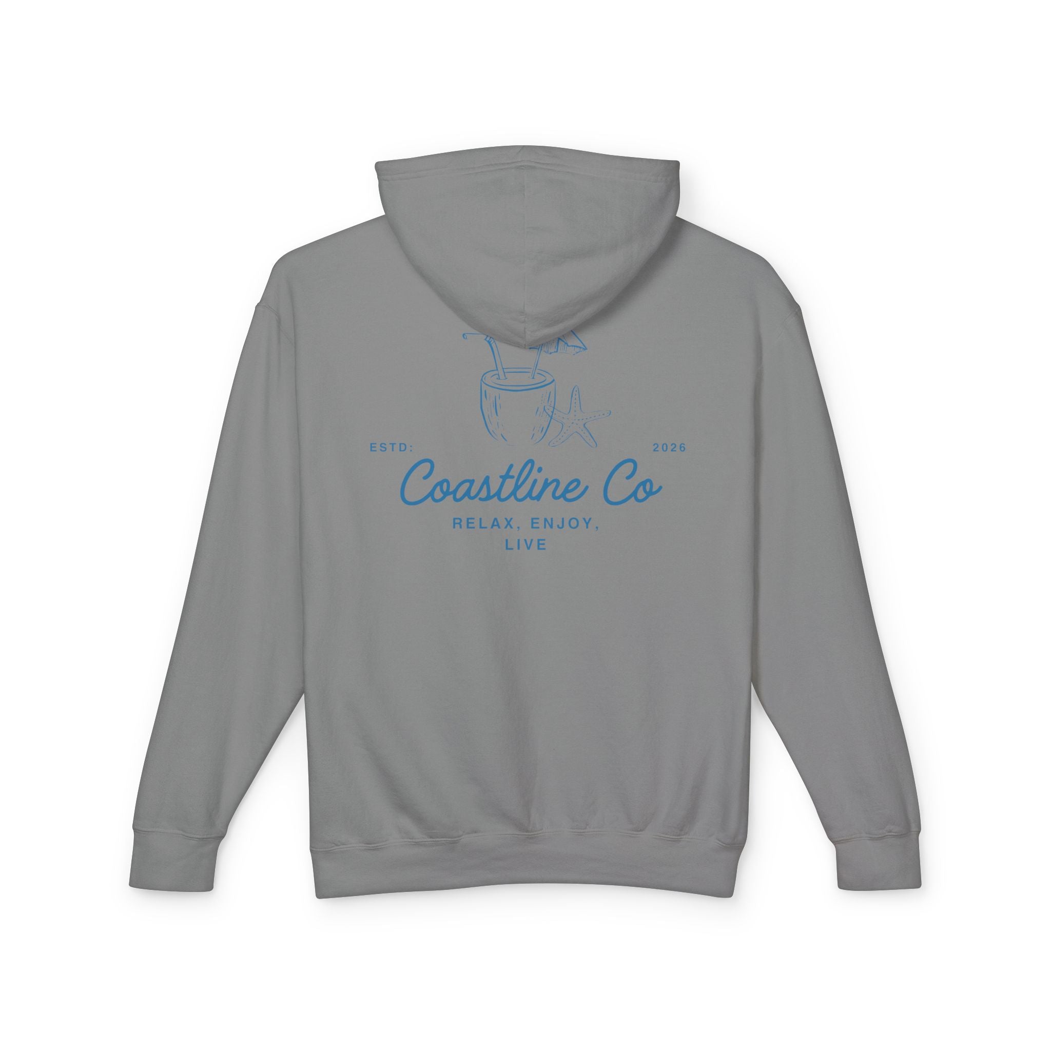 Coastline Co. Relax & Enjoy Lightweight Hoodie — Beach Graphic Pullover