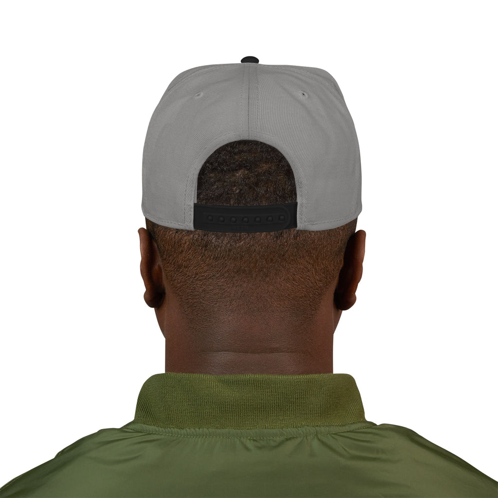 Embroidered Script Snapback Hat — Blue Silver Signature Cap