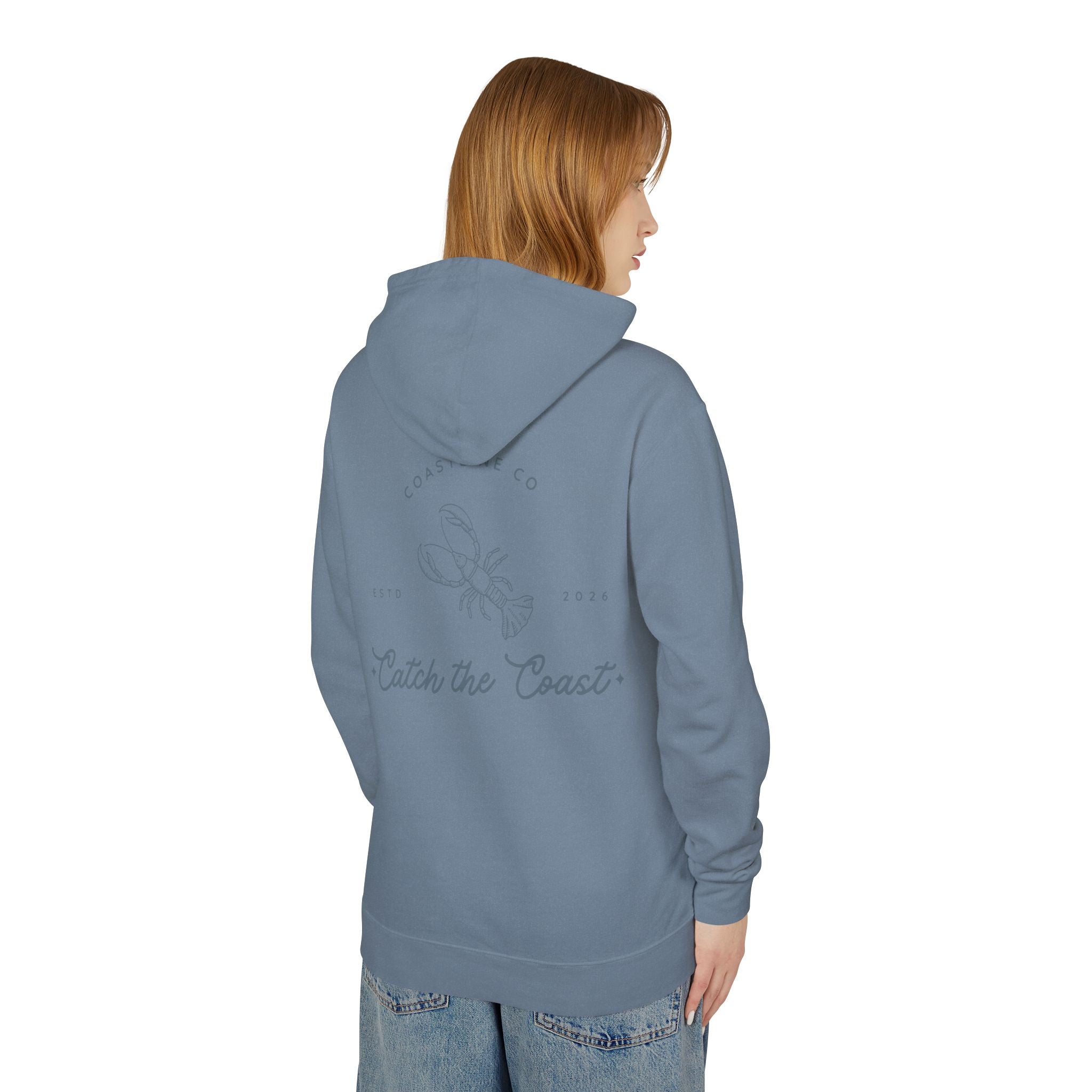 Catch the Coast Hoodie — Coastal Crab Graphic Lightweight Hooded Sweatshirt