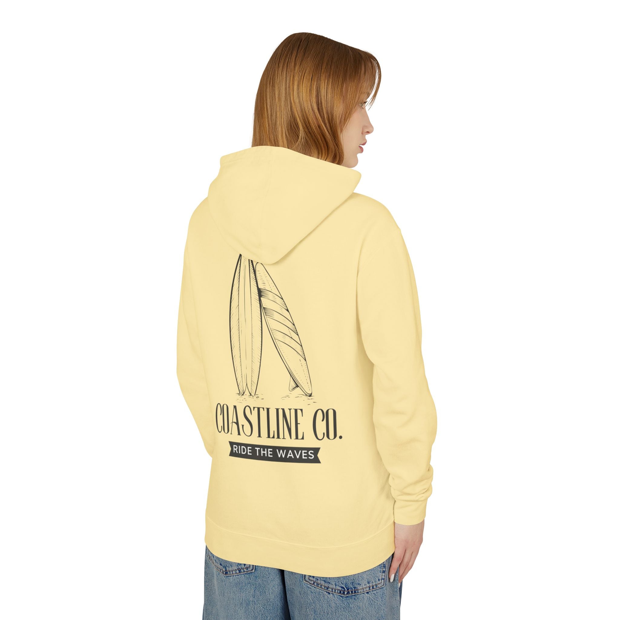 Coastline Co. Surf Hoodie — "Ride The Waves" Lightweight Hooded Sweatshirt